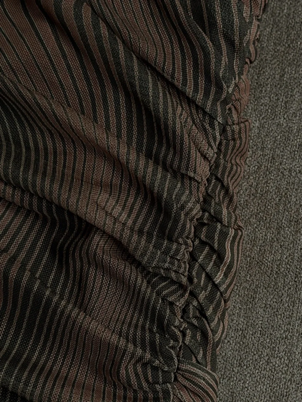Zara Brown and Black Striped Strapless Top - Picture 3 of 5